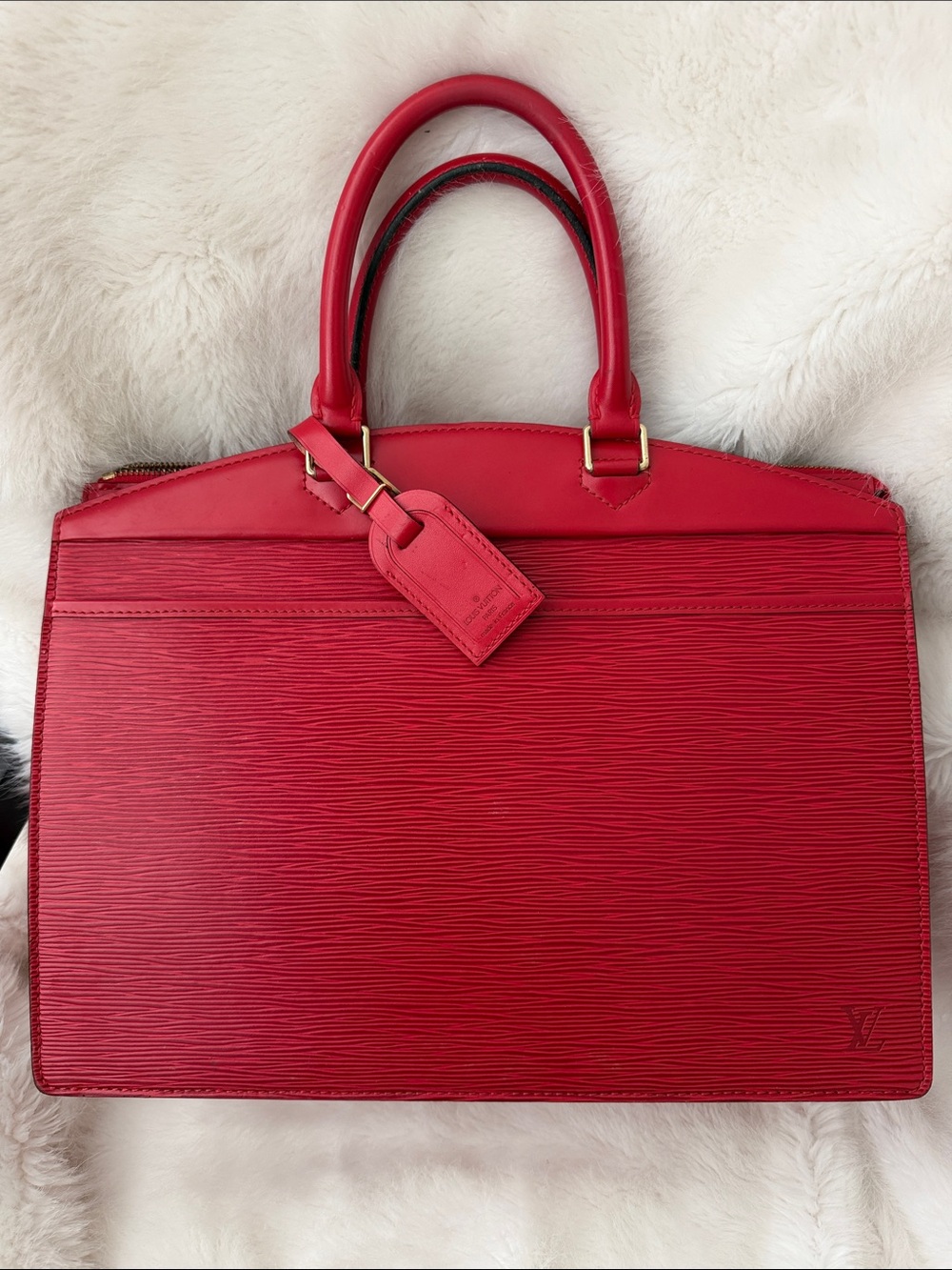 Louis Vuitton Riviera vanity, red epi leather tote vintage authentic!!